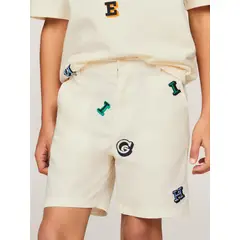 TOMMY HILFIGER - Pantalón Niño Blanco Chino Corto Con Monotipo