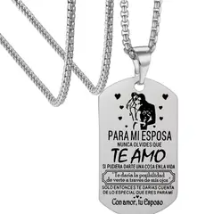 GENERICO - Collar para Mujer Con Dije Placa Para Mi Esposa Acero Color Plata