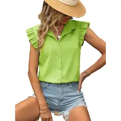 JUAN & BELLA - Blusa camisera manga corta arandela