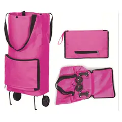 GENERICO - Carrito Bolso Plegable Mandado Con Rueda Portátil Cocina rosa