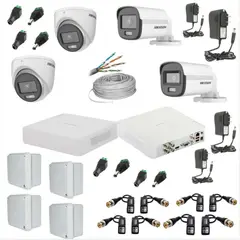 HIKVISION - Kit Hikvisión Dvr 4ch+4Cámaras 2MP COLOR VU+Cable+accesorios
