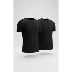 DIANE & GEORDI - Camiseta cuello redondo acanalada (Pack X2)(2256) - Negro