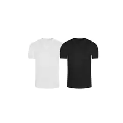 DIANE & GEORDI - Camiseta cuello V acanalada (Pack X2)(2682) - Multicolor