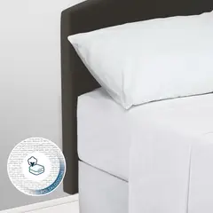 ELEGANT - Pack x2 Juegos Sabanas Blancas Algodón Cama DOBLE 140x190
