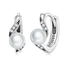 ALHAJAS - Aretes Aros Vintage Elegantes Perlas Para Mujer En Plata 925
