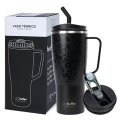 BUFFER FLASK - Vaso Mug Termico Agua Frio Calor 1 Lt Buffer Acero - Negro