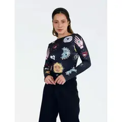 MOLGOA - Body para Mujer Estampado con Lunas y Estrellas - The Cosmic