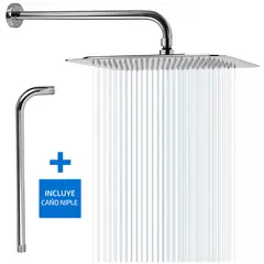 ONE PIXEL - Ducha Cuadrada Acero Inoxidable 20x20 + Brazo Caño 38cm