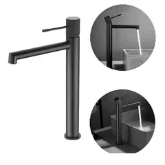 GENERICO - Griferia Lavamanos Mezcladora Pico Largo Vessel Negro Tames