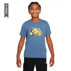 NIKE - Camiseta K Nsw Tee Boxy 1 Futura Niño-Azul