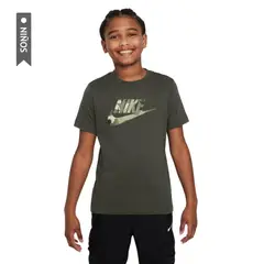 NIKE - Camiseta K Nsw Tee Club Ssnl Camo Niño-Verde