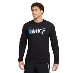NIKE - Sueter Dri Fit Tee Ls Swoosh-Negro