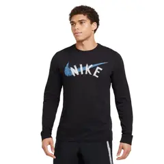 NIKE - Sueter Dri Fit Tee Ls Swoosh-Negro