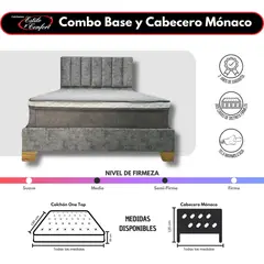 ESTILO Y CONFORT - Combo Semidoble 160x190 Basecama + cabecero+ Colchón Onetop