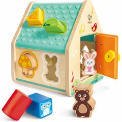 HAPE - Juego Encajable Casa De Actividades En Madera Para Niños