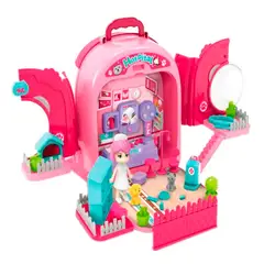 GENERICO - Set Mascotas Maleta Portátil Niña Didáctica 2-1 Veterinaria