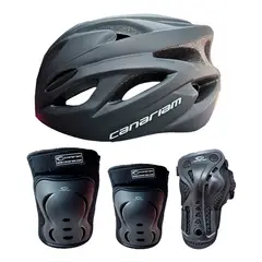 CANARIAM - Combo Kit Protección C2 +Casco Nova Negro Talla S