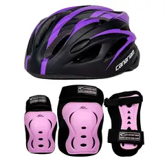 CANARIAM - Combo Kit Protección C2 +Casco Nova Morado-Lila TM