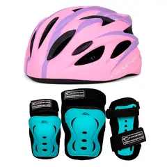 CANARIAM - Combo Kit Protección Azul más Casco Nova Rosa Talla S
