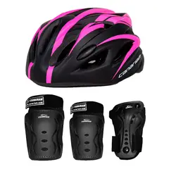 CANARIAM - Combo Kit Protección C2 +Casco Nova Fucsia-Negro TS