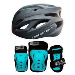 CANARIAM - Combo Kit Protección C2 +Casco Nova Negro-Azul TS