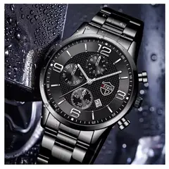 GENERICO - Reloj de Cuarzo Acero Inoxidable Reloj Luminoso - Calendario - Negro