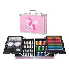GENERICO - Set Kit Creativo Arte Dibujo Maleta Metálica X 145pcs