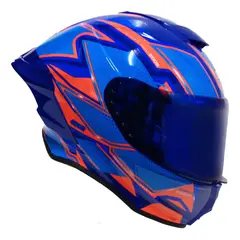 EDGE HELMETS - Casco Edge Integral Shanghai Quartz Rojo / Azul Certificado DOT - ECE - Azul - XL Mate