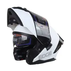 EDGE HELMETS - Casco Edge Abatible Boston Solido Blanco Certificado DOT - ECE - XL