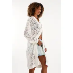 TENNIS - Kimono en encaje crudo para mujer