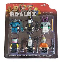 GENERICO - Set X6 Figuras Roblox Robux Bloques Muñecos 6cm Blister Mago