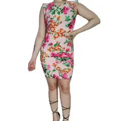 VIA7 - Vestido casual pegado manga siza roado barbie mujer nuevo moda