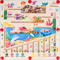 GENERICO - Laberinto Magnético Peces De Color y Números Montessori