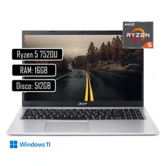 ACER - Portatil A315 Ryzen 5 7520U - Ram 16GB DDR4 - SSD 512GB - 15.6 FHD - Win11.