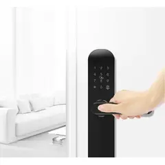 GENERICO - Cerradura inteligente de acero inoxidable negra con huella clave y tarjeta llave