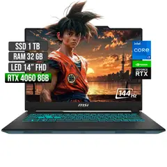 MSI - CYBORG INTEL CORE I7-13620H RTX 4060 8GB SSD 1TB RAM 32GB LED 14" FHD 144Hz