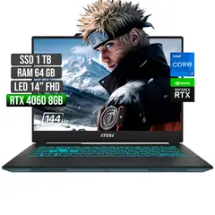 MSI - CYBORG INTEL CORE I7-13620H RTX 4060 8GB SSD 1TB RAM 64GB LED 14" FHD 144Hz