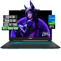 MSI - Portátil Gamer Intel Core i7 RTX 4060 32GB RAM 4TB SSD FHD 144Hz