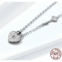 ALHAJAS - Collar Para Mujer Candado Llave Regalo De Amor En Plata 925