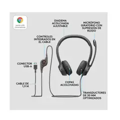 LOGITECH - Diadema H390 USB Negro Con Micrófono