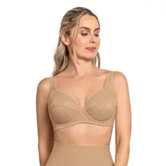 LEONISA - Brasier triangular con copas en encaje y espalda en tela lisa