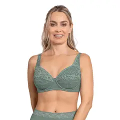 LEONISA - Brasier triangular con copas en encaje y espalda en tela lisa