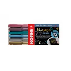 KORES - Marcador Punta Pincel Metalizado Por 6 Colores