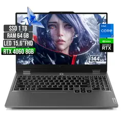 LENOVO - LOQ INTEL CORE I7-13650HX RTX 4060 8GB SSD 1TB RAM 64GB LED 15,6" FHD 144Hz