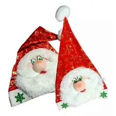 GENERICO - Set X2 Gorros Navidad Peluche Papa Noel Con Luz Gamuzado