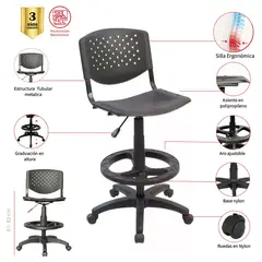 MUEBLESYA - Silla Risma Cajero Base y Aro Nylon