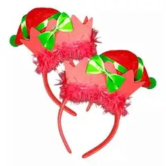 GENERICO - Set X2 Diademas Tiaras Gorro De Duende Navidad Colores Elfo