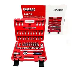 CHICAGO - Juego De Copas Y Puntas 61 Piezas Cuadrante De 3/8