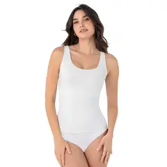 LEONISA - Camiseta de control moderado con doble capa en abdomen