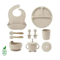 MUNDO BEBE - Set Vajilla Para Bebé 8 Piezas Silicona Libre BPA Elegante